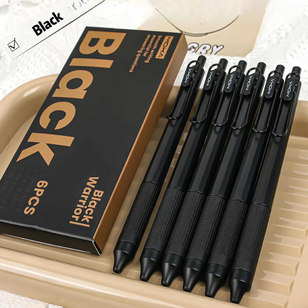 6Pcs Gel Pens – 0.5mm Black Ink, Quick-Dry, Smooth Writing